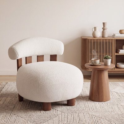 Chaise d'appoint rembourrée avec pieds en bois Zavier Boucle