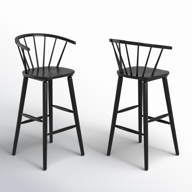 Ensemble de 2 tabourets en bois massif Sheffield, Noir, Tabouret de bar (siège d'une hauteur de 29 po)