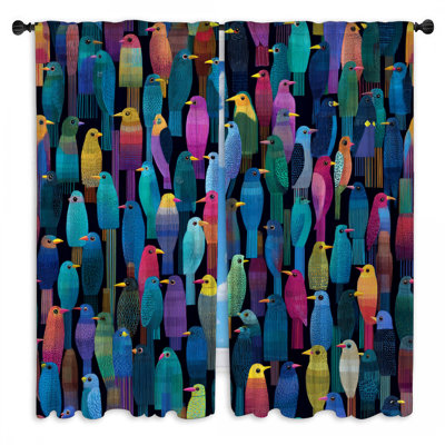 Colourful Birds Window Curtains Animals Sheer & Room Darkening - 2 Panels