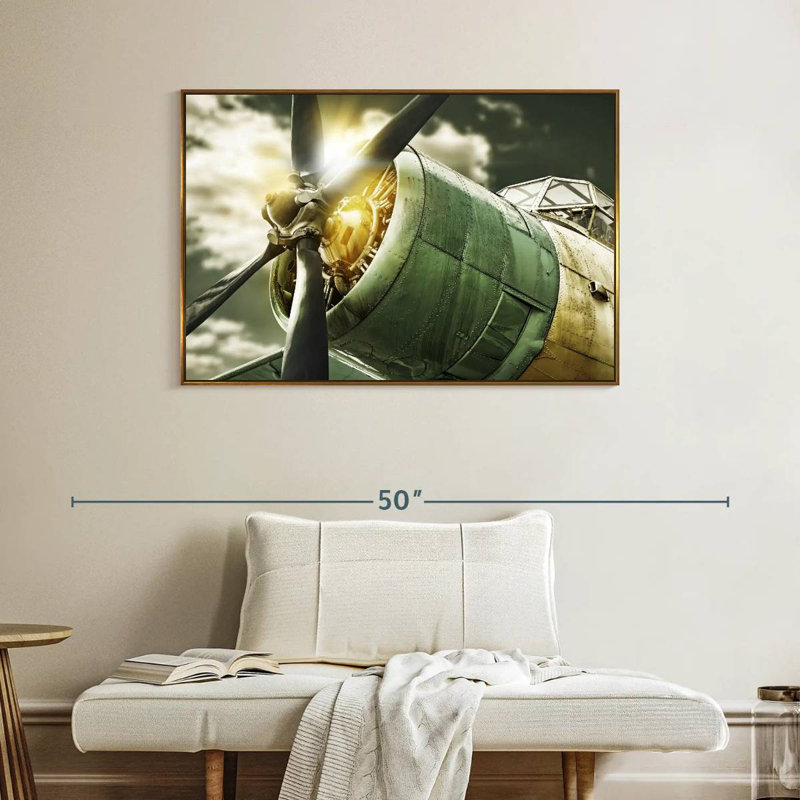 Vue du ciel de l'ancien avion, Cadre flottant doré, 40 po x 27 po