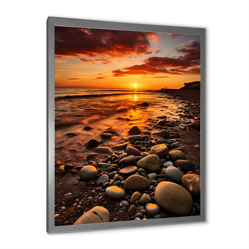 Hurless Beach Sunset Golden Hour Glow, H 20 po x l 12 po x P 1 po, Cadre photo argenté