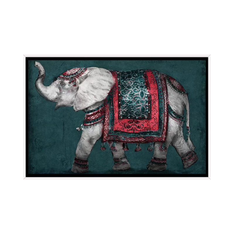 Éléphant Regal par Patricia Pinto-impression d’art graphique, H 48 po x l 32 po x P 1,5 po, Toile blanche encadrée