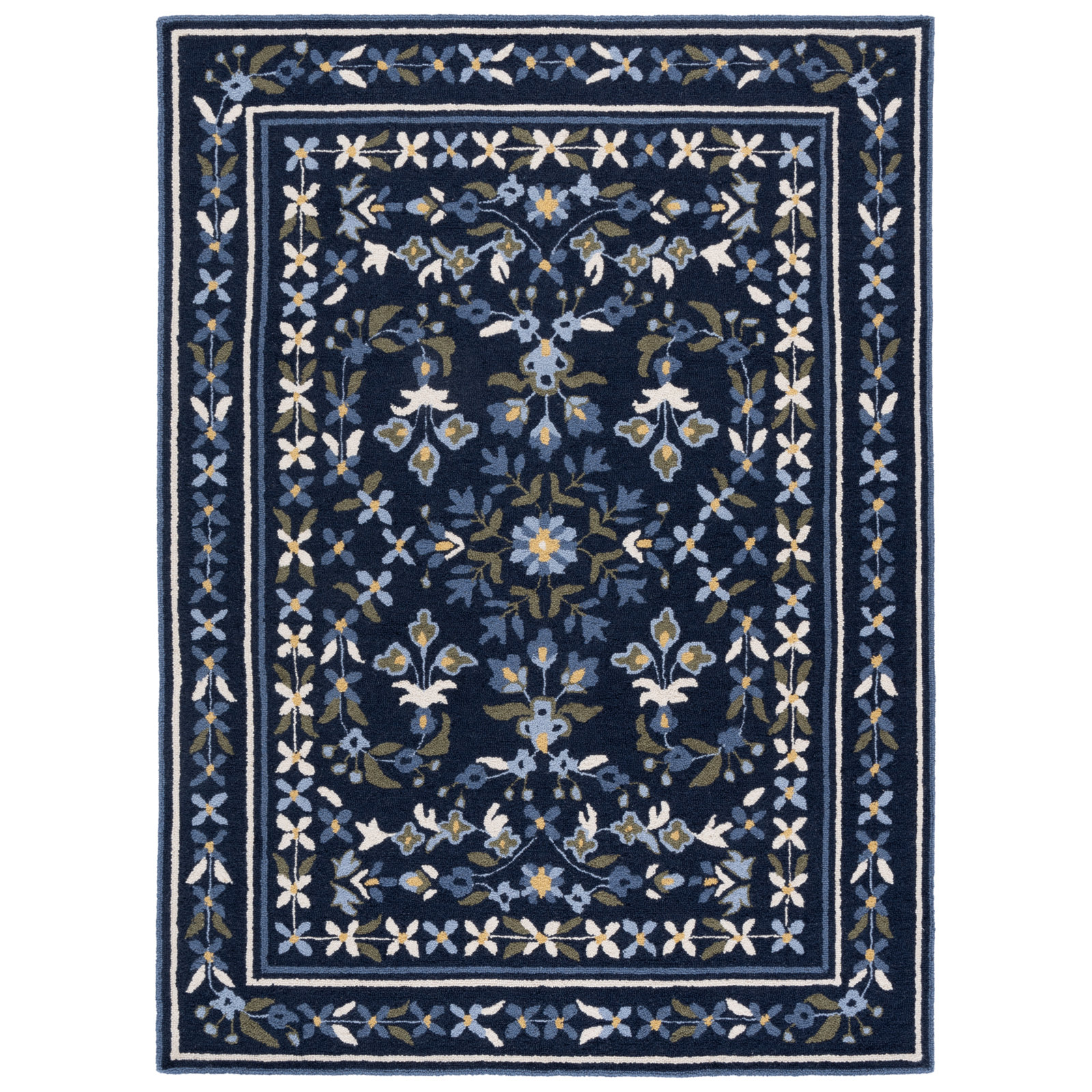 Hand-Tufted Wool Floral Outdoor Rug, Rectangle 6' x 9'