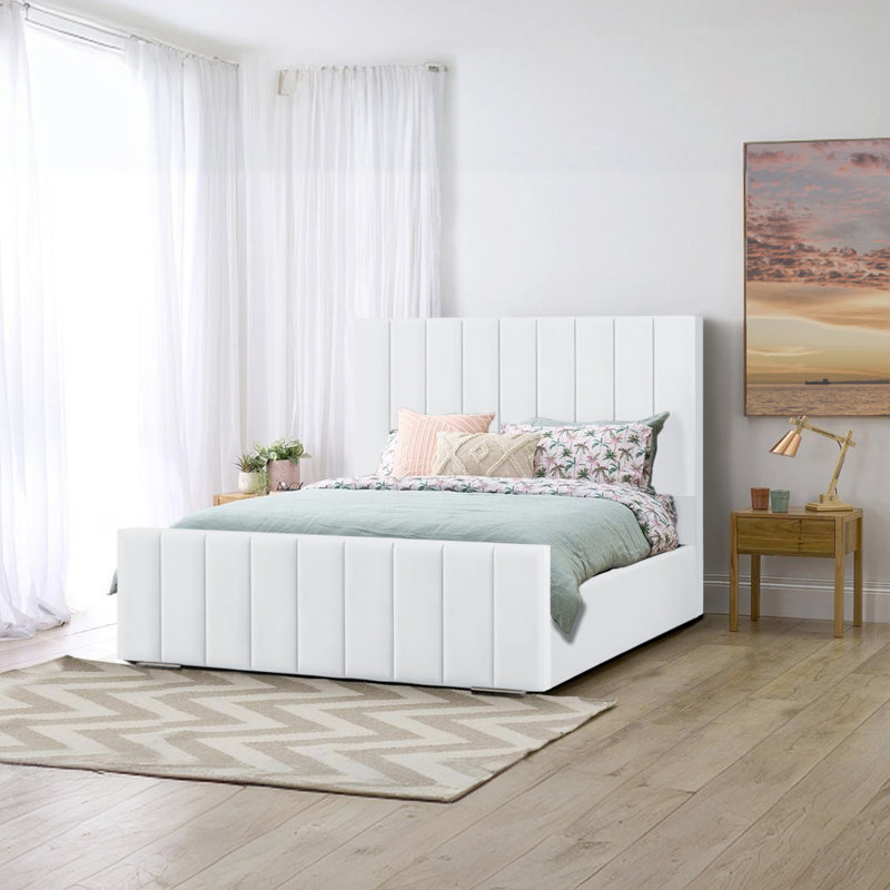 Arlon Upholstered Bed, Double (4'6), White
