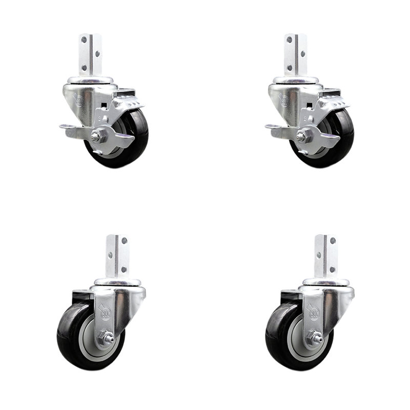 4 Piece Polyurethane Caster Set, Black