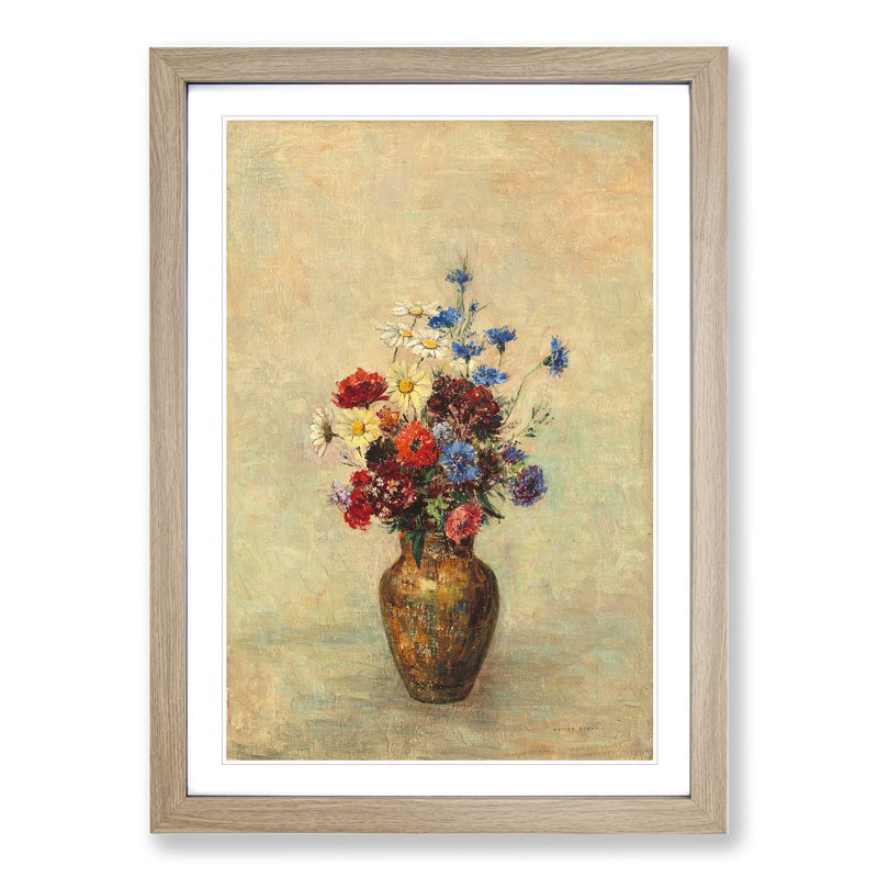 Vase of Flowers Vol.3 by Odilon Redon - Picture Frame Painting, 36cm H x 27cm W x 2cm D, Oak Framed