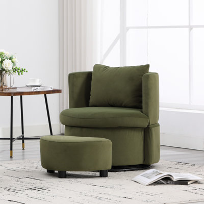 Upholstered Barrel Upholstered Chair with Ottoman Upholstered Barrel Upholstered Chair with Ottoman