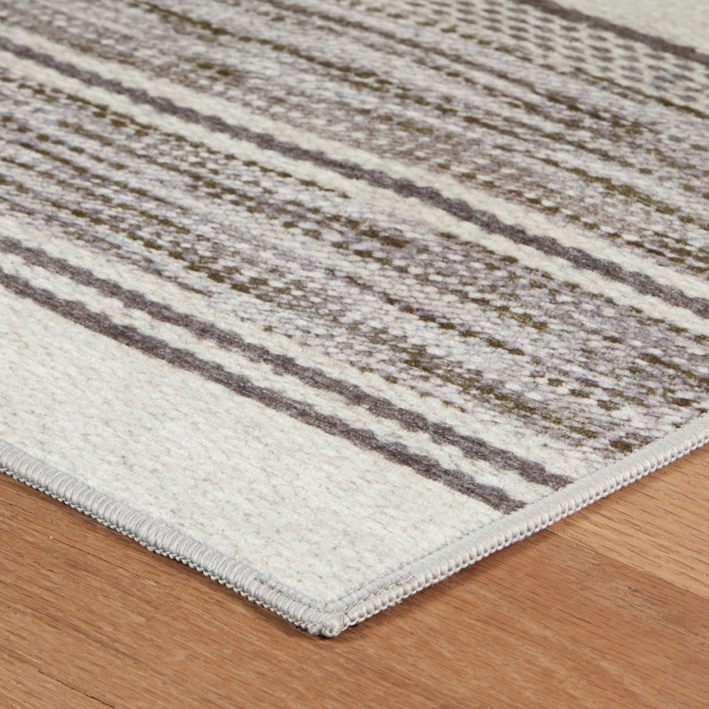 Ellington Stripe Machine Printed Washable Rug, Rectangle 5' x 8', Gray