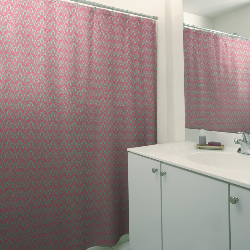 Rideau simple art déco, Rose / rayures vertes 2