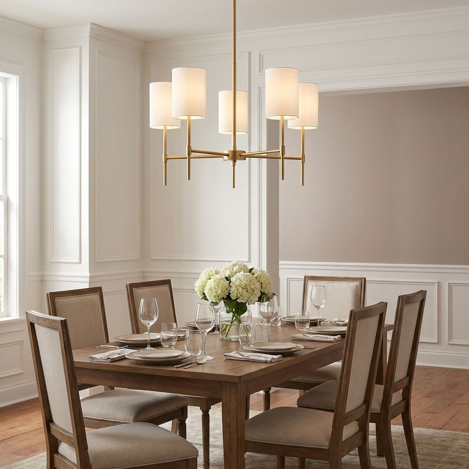 Millie 5 - Light Dimmable Chandelier, Natural Brass