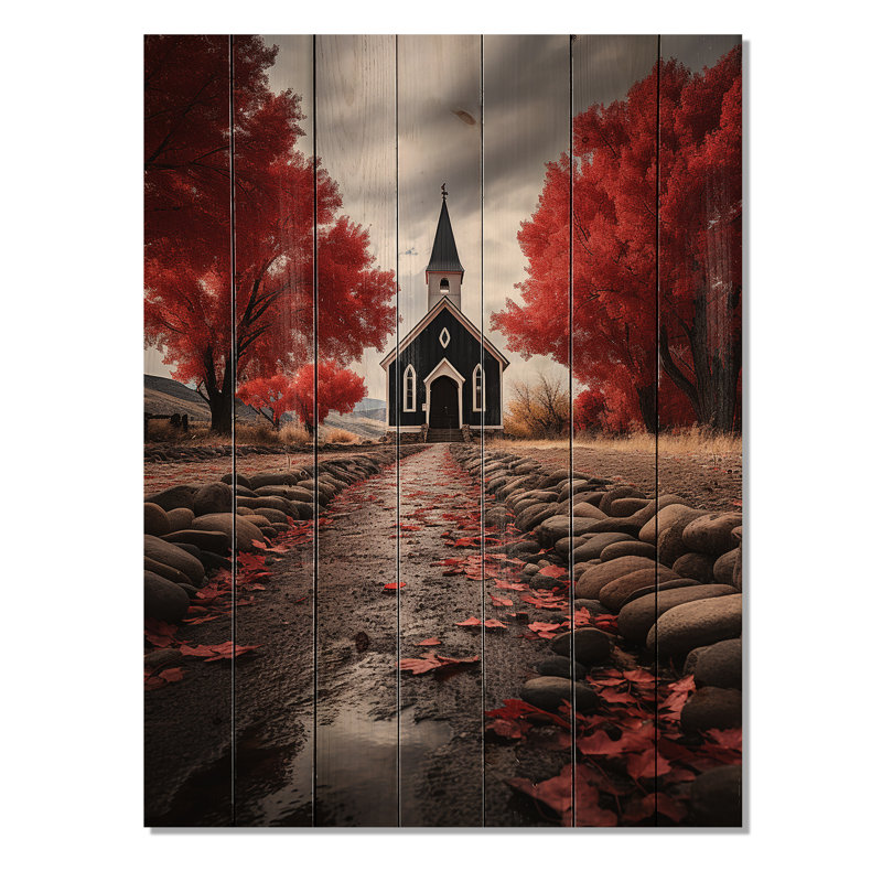 Red Church Sanctuary In Solitude, impression sur bois, H 32 po x l 24 po x P 0,78 po