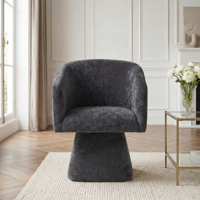 Modern Swivel Barrel Accent Chair with Plush Upholstery, Gray