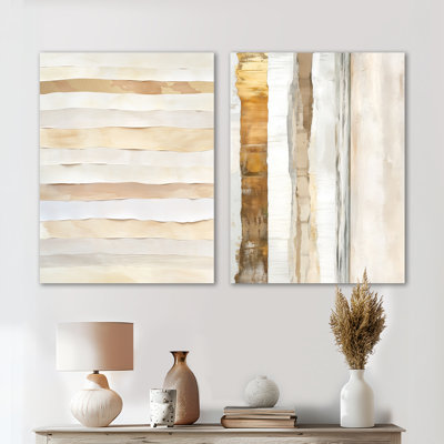 Toile abstraite, ensemble de 2 vagues abstraites côtières, décor sur toile océan