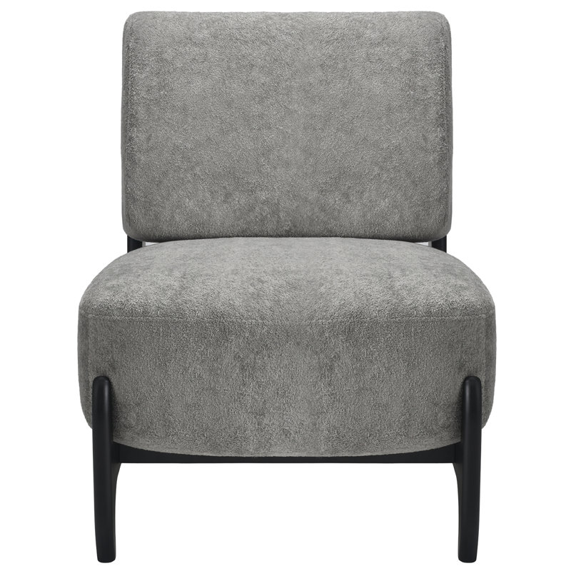 Modern Accent Chair With Solid Wood Base, Gray