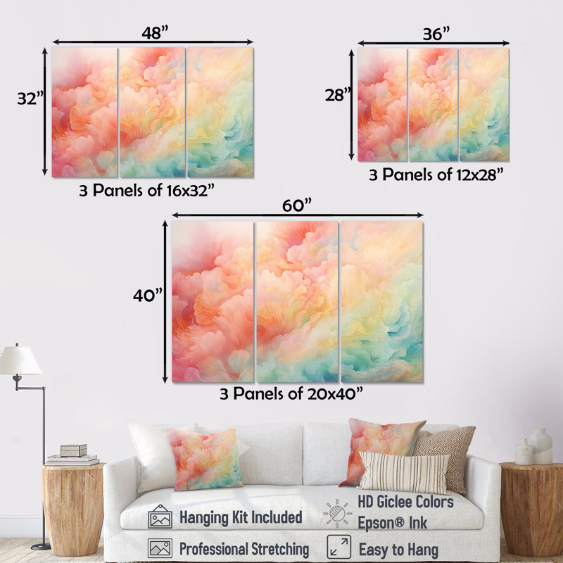 Ensemble de salon arc-en-ciel Dreamy, Toile tendue, H 40 po x l 60 po x P 1 po