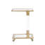 Table de canapé en acrylique, plateau carré en verre et base en métal-149979185