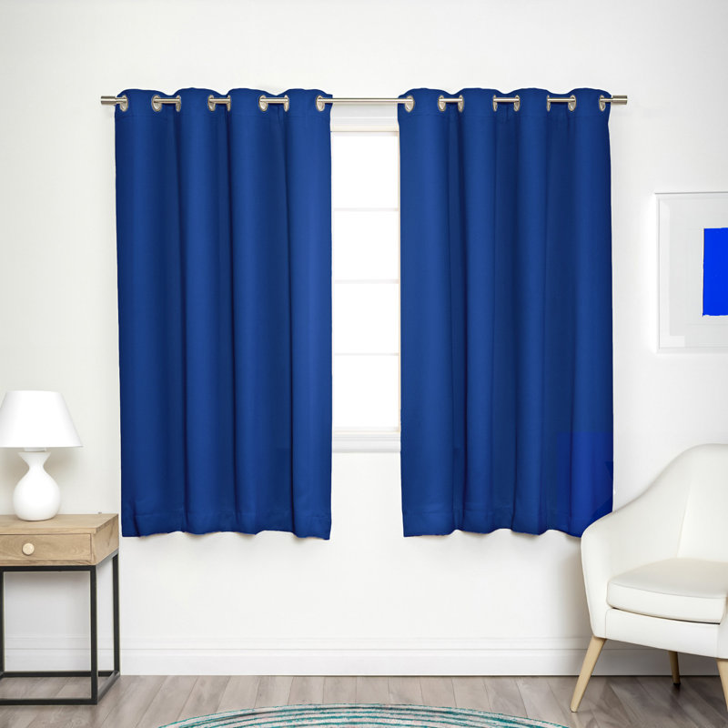 Schaeffer Solid Blackout Thermal Grommet Curtain Panels, Royal Blue, 52" W x 63" L
