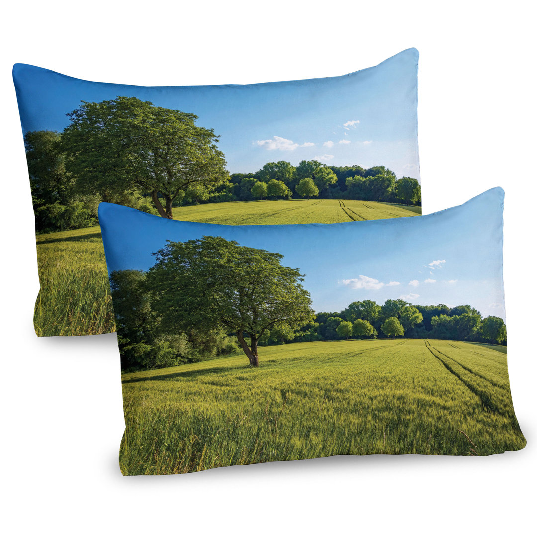 Kissenbezug Packung mit 2, Uplifting-Natur-Foto, Grün blau