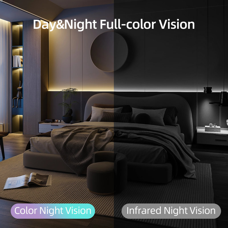 Caméra de sécurité intérieure 1 080 P avec WiFi 2,4 G / 5 G, vision nocturne en couleur, audio bidirectionnel, suivi de mouvement