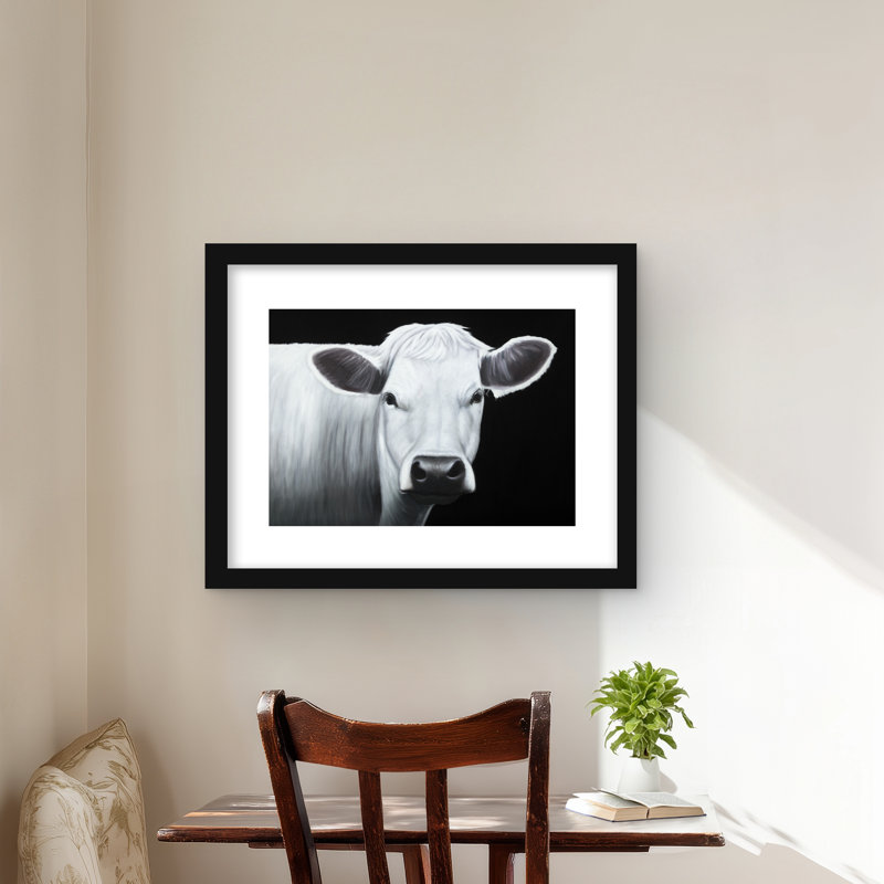 Vache blanche - Imprimé mat pour animaux de ferme, H 20 po x l 16 po, Noir