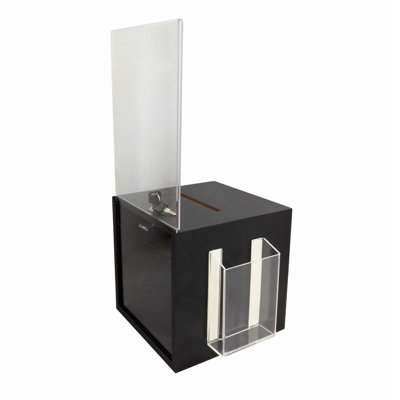 Wooden Suggestion Box Donation Box Ballot Box Charity Box Fundraising Box w Clear Acrylic Header