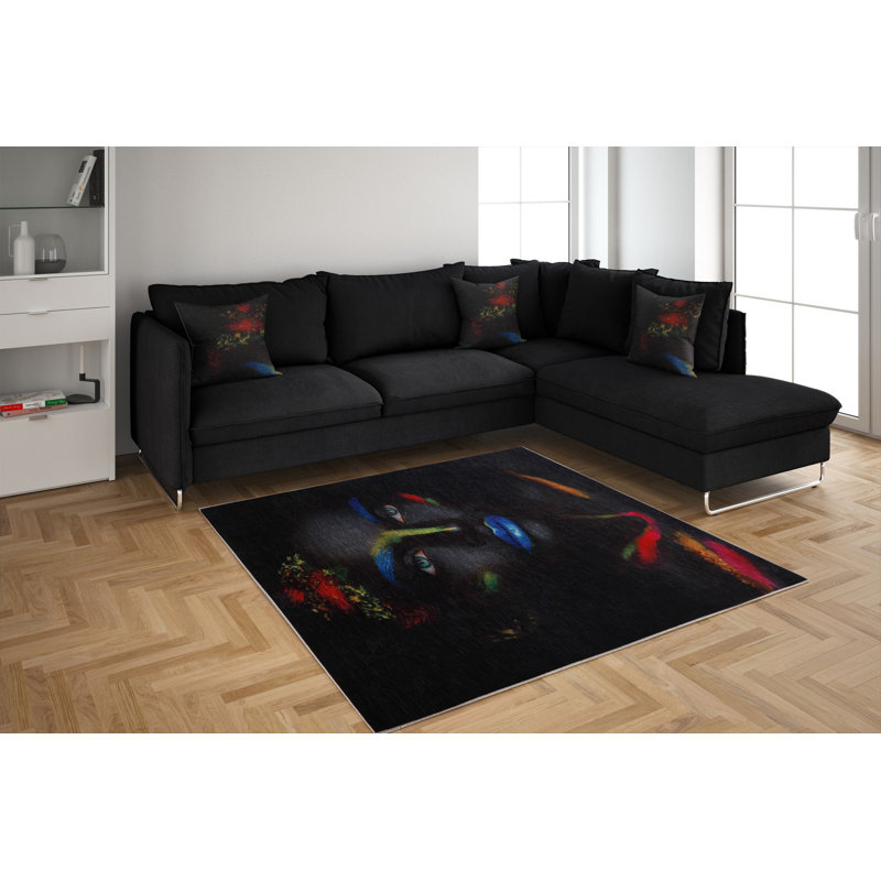 Premium Woven Carpet, 5.2 x 7.5 ft, 100% Polyester, Antibacterial, Non-Slip Underside, 0.3 in Pile Height | Machine Washable, 3D Digital Print | Perfect for Living Room, Bedroom & Office Décor