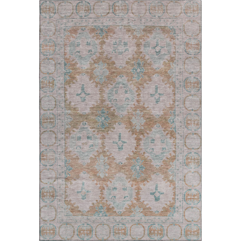 Premium Machine Washable Lubbers AMF1760 Border Rug, Rectangle 10' x 14'