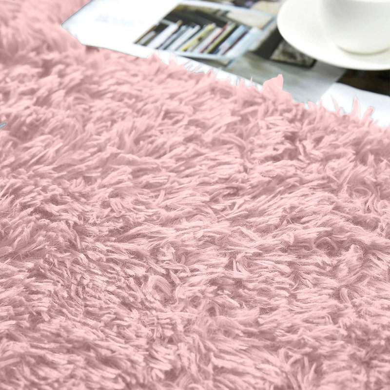 Soft Fluffy Living Room Large Area Rug, Pink, Rectangle 60 x 110 cm