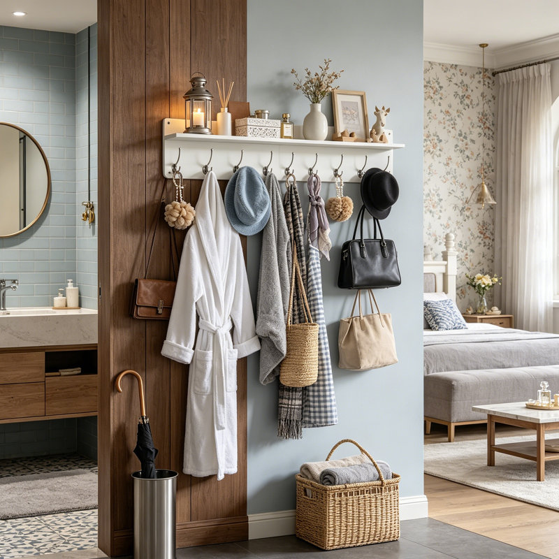 Solid Wood 8 - Hook Coat Rack
