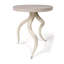 Polished Inner Horn End Table with Cream Cow Hide Top