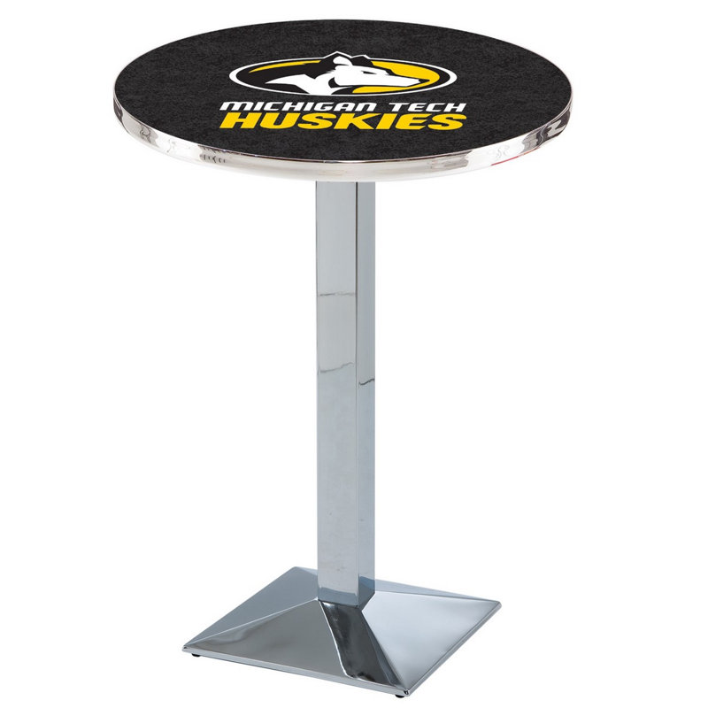 Round Metal Base Dining Table, Chrome, Michigan Tech University