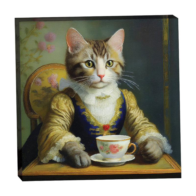 Chat victorien au thé 16 x 16