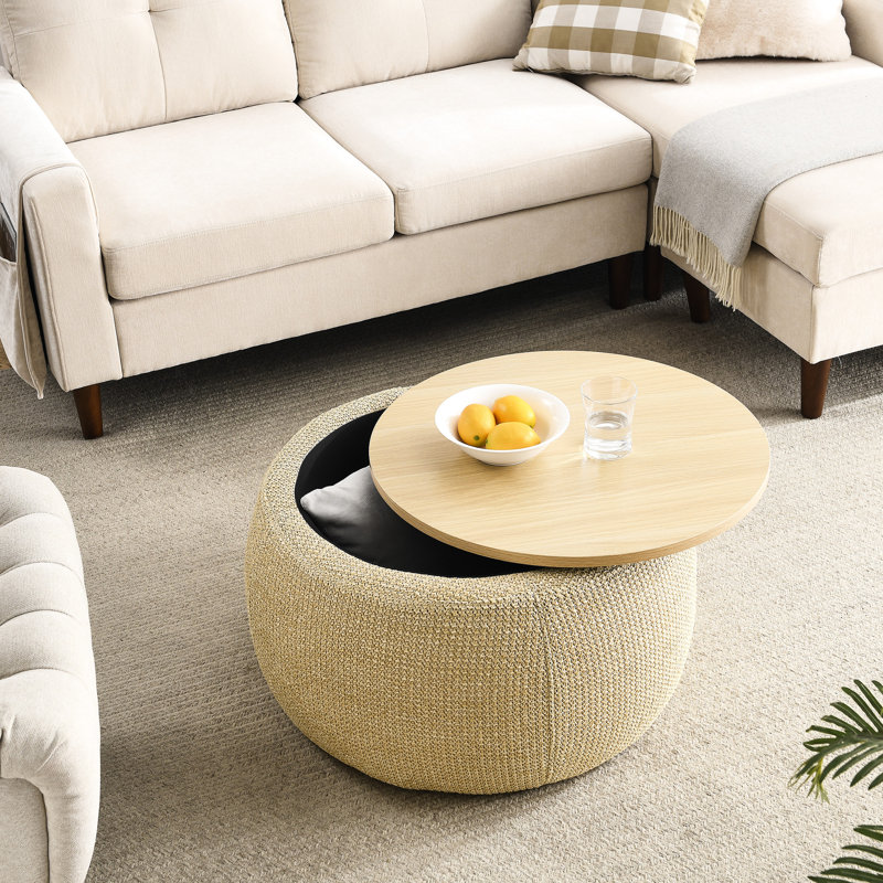 Natural Storage 2 In 1 - 25.5X25.5X14.5 Inches, Handmade With Plastic Upholstery, Sumptuous Fabric, Can Be Used As Or Seat, 23Lbs Weight, No Assembly Required Colour, Works End Table & 250Lbs Capacity,