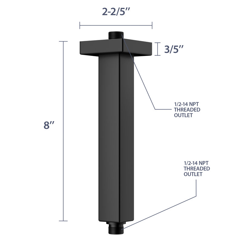8" Shower Arm with Flange, Matte Black