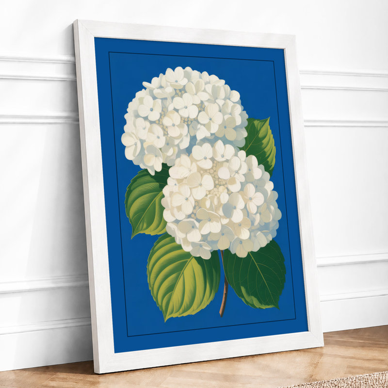 Hydrangea In Blue Botanical - Print, A3 - 42.0 x 29.7 cm, White