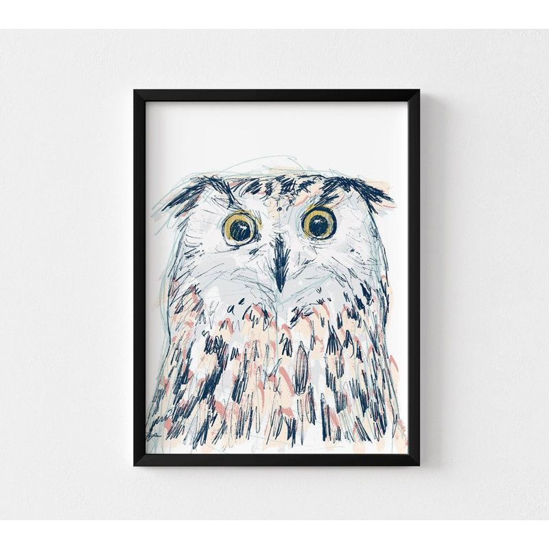 Silas rustique de style grange hibou, affiche, oiseau blanc, décor de maison, hibou, H 24 po x l 32 po, Noir