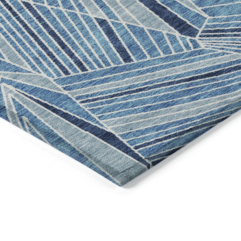 Tapis intérieur / extérieur bleu et bleu sarcelle lavable HomeRoots 3 pi x 5 pi