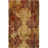 Brocade Wool Floral Area Rug in Desert Sand
