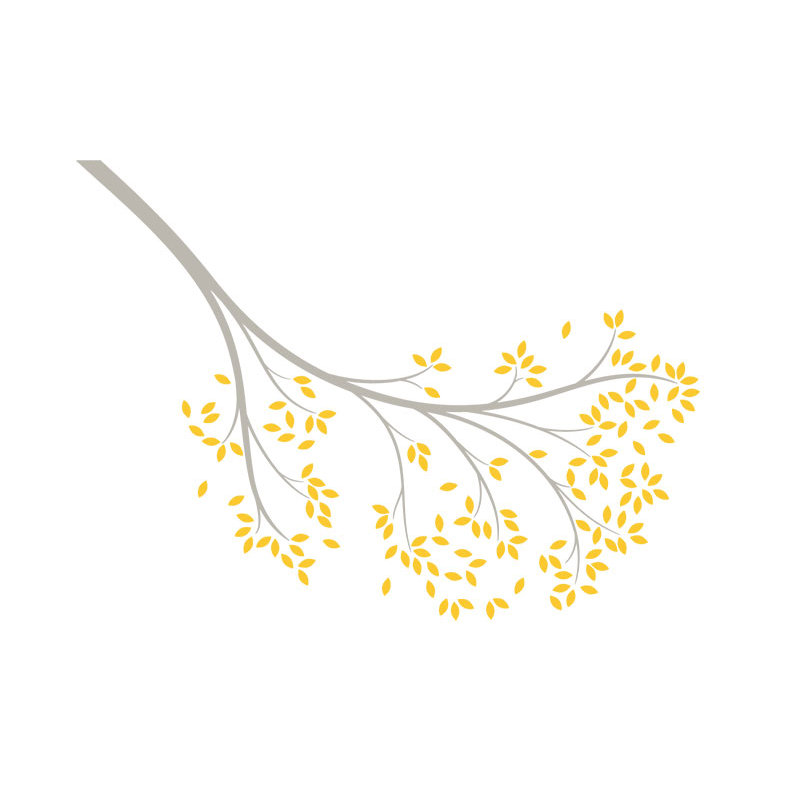 Décalcomanie murale branche atteindre, /Yellow gris chaleureux