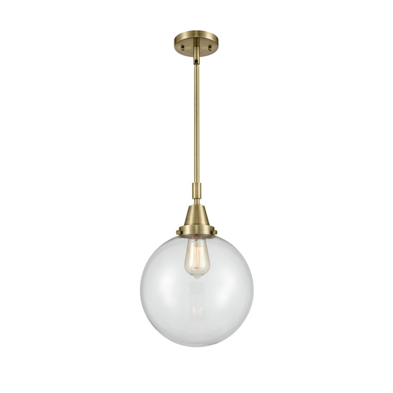 Luminaire suspendu sphère 1 lumière Lorri, H 44,88 po x l 10 po x P 10 po, Clair, Cuivre antique