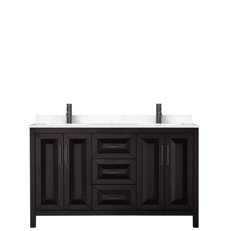 Daria 60'' W Double Vanity, Dark Espresso, Matte Black