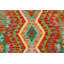 Tapis rouge / turquoise / orange à motif géométrique en laine tissé à plat Jovita 3 pi 6 po x 4 pi 10 po