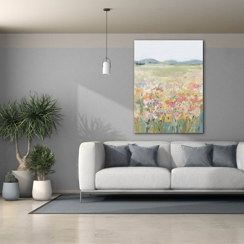 Art mural sur toile Dakota Fields «Wildflower Meadow Neutral» par Pamela Munger, H 54 po x l 40 po x P 1,5 po