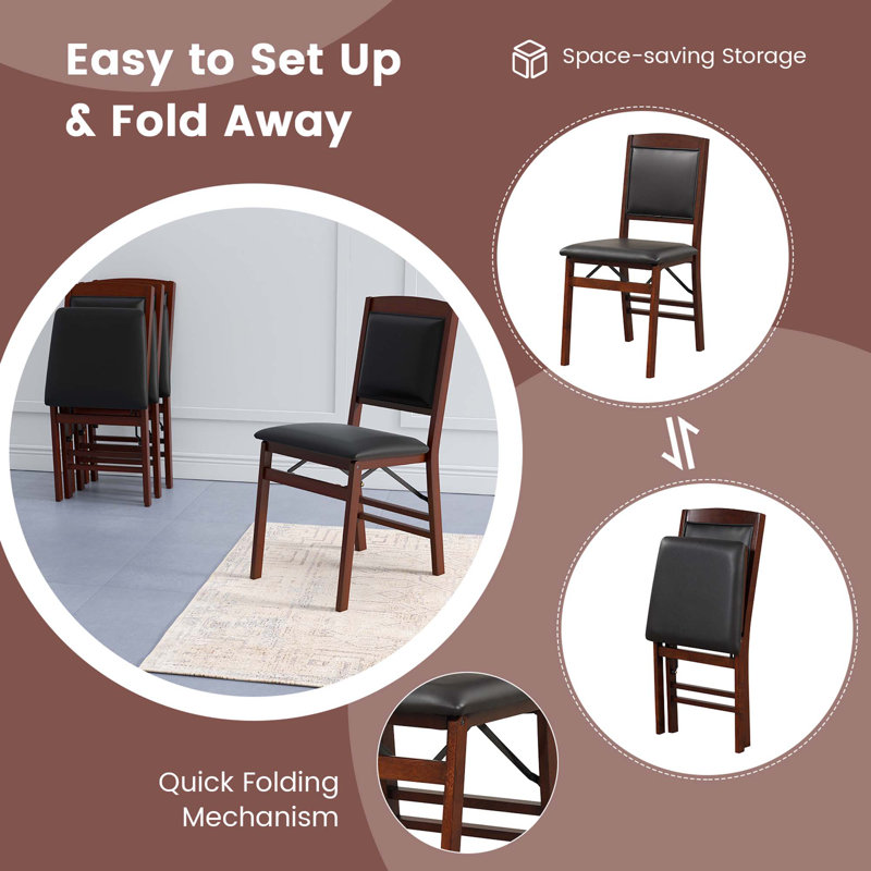 Aral PU Leather Padded Stackable Folding Chair Folding Chair Set