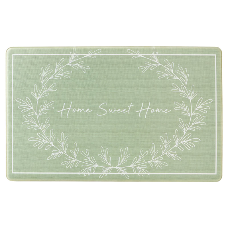 Tapis de cuisine MARTHA STEWART Bloomfield Home Sweet Home bleu 18 po x 30 po, Rectangle 1 pi 6 po x 2 pi 6 po, Vert