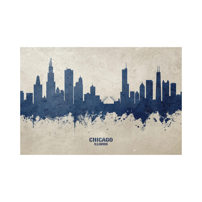 Chicago Illinois Skyline Concrete by Michael Tompsett - Wrapped Canvas Gallery-Wrapped Canvas Giclée