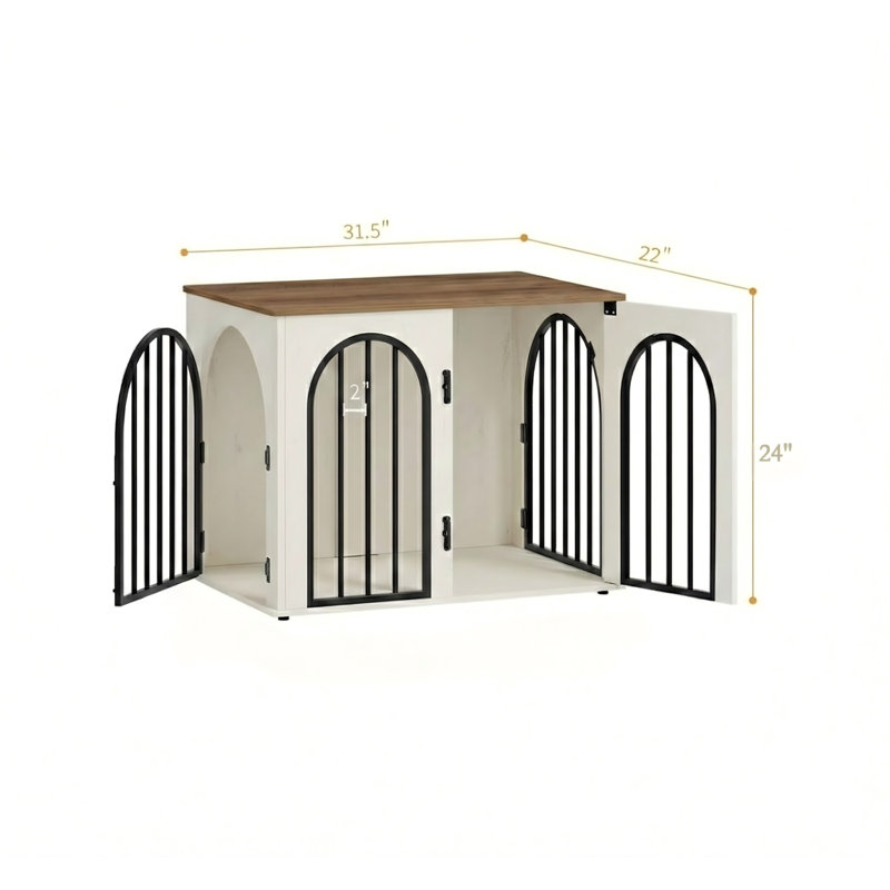 Meuble de 31,5 po en bois avec cage pour chien, cage intérieure pour chenil pour petits et moyens chiens