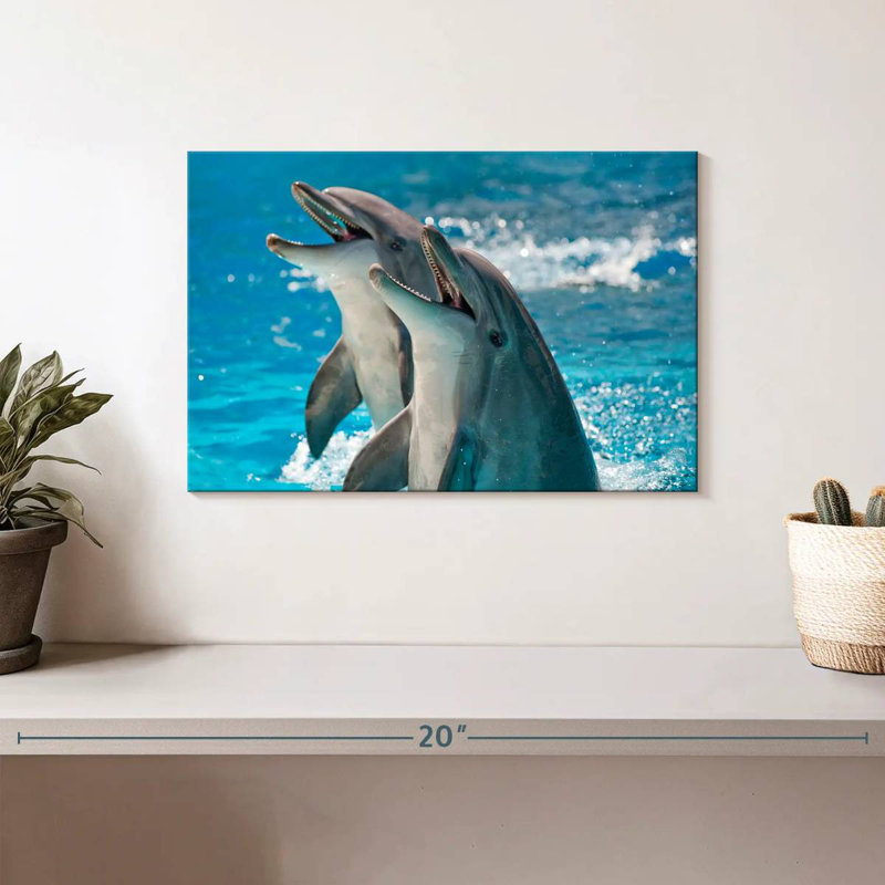 Excited Dolphins, 8" H x 12" W
