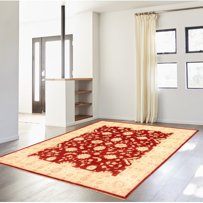 Tapis décoratif en laine de conception unique 7 pi 11 po x 9 pi 10 po noué à la main New Age