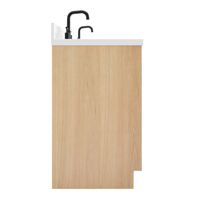 ARIEL Kelly 73 Double Sink Bathroom Vanity with Pure Quartz Top, Oval, Pure White Quartz, Oak
